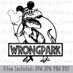 Parque equivocado Mickey Orejas T-Rex Svg Jpg Dxf Png