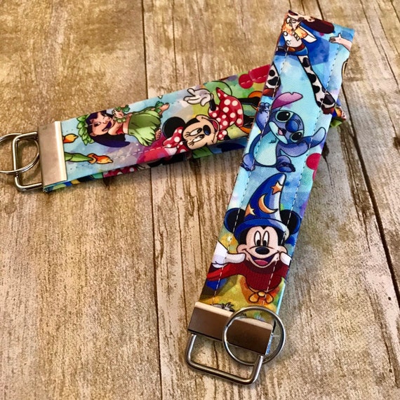 Purse or Wallet Strap Wristlet Disney Colorful faces of Mickey Mouse Key fob Strap or Key