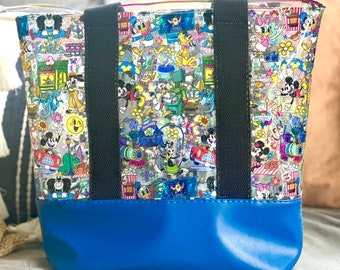 Mouse and Friends Clear Vinyl Tote Bag With Zipper Closure.