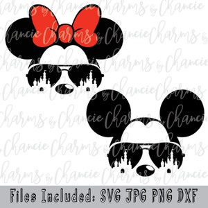 Occhiali da sole di Topolino e Minnie SVG / Design maglietta estiva Disney / File di taglio Cricut per la vacanza in famiglia abbinata / Silhouette di Topolino