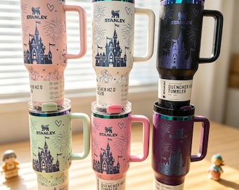 スタンレー 40オンス断熱マグカップ、花火模様刻印入り断熱マグカップ、スタンレー プリンセス断熱マグカップ、名入れギフト、車載用断熱マグカップ