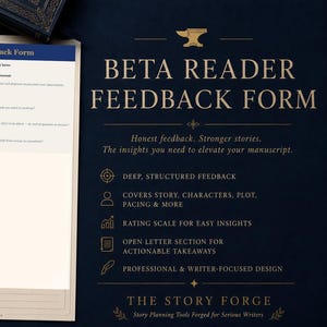 Beta Reader Feedback Form Printable | Fiction Writer Feedback Template | Novel Reading Worksheet