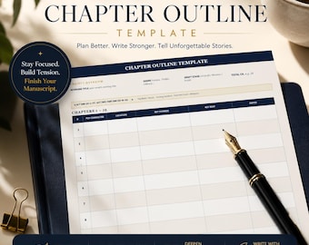 Chapter Outline Template Editable Canva | Novel Chapter Planner | Fiction Writer Story Planning