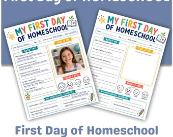 First Day of Homeschool All About Me Printable, Homeschool Back to School Worksheet, Self Portrait and Favorites Activity