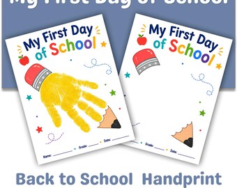 First Day of School Pencil Handprint Craft Printable, Back to School Keepsake, Preschool Kindergarten Classroom Activity