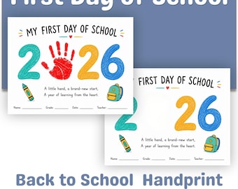 First Day of School Handprint Craft 2026 Printable, Back to School Keepsake, Preschool Kindergarten Classroom Activity