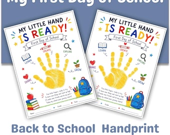 First Day of School Handprint Craft Printable, My Little Hand Is Ready Keepsake, Back to School Activity for Kids