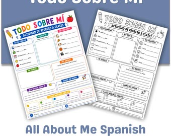 Todo Sobre Mi Spanish Worksheet, All About Me Back to School Activity, Student Info Page, Regreso a Clases