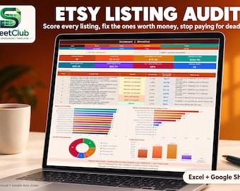 Etsy Listing Audit Spreadsheet | Score, Fix, Renewal Tracker (Excel + Google Sheets)