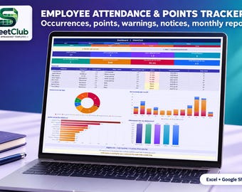 Employee Attendance Tracker Excel, Point System Absence Log, Late Sick Leave Record, Monthly Attendance Sheet, Google Sheets