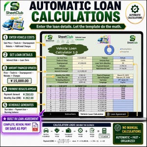 Car Loan Calculator, Auto Amortization Schedule, Payment Tracker (Excel Spreadsheet)