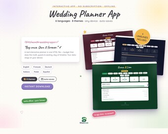Offline Wedding Planner App, Budget, Guest List, Seating Chart (HTML File)