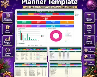 All-in-One Christmas Planner Template, Gift Tracker, Budget, Menu (Digital Download)