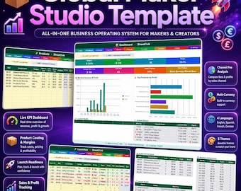 Etsy Seller Spreadsheet Excel Google Sheets, Profit Tracker with Fee Calculator, Product Launch Planner, Sales Dashboard for Digital Shops