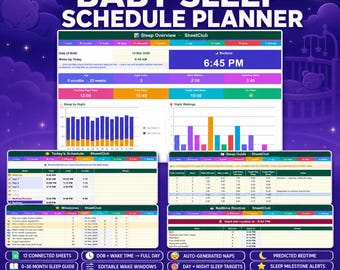 Baby Sleep Schedule Planner, Age-Based Wake Windows, Nap & Bedtime Calculator (Digital Download)