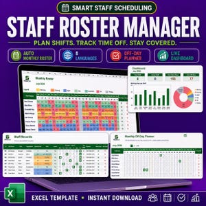 Modèle de Planning du Personnel Excel, Tableau des Horaires, Planning des Équipes, Planificateur de Travail, Emploi du Temps
