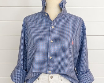 XXL ruffle collar Ralph Lauren/ pink pony Upcycled.
