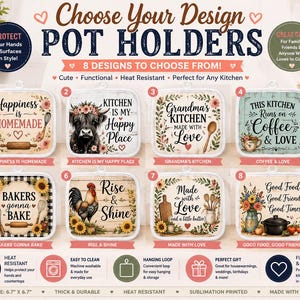 Keukenpannenlap, kies je eigen ontwerp, landelijke keukendecoratie, kookcadeau, bakkerscadeau, oma-cadeau, housewarmingcadeau