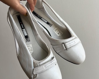 Vintage Puma Ballerinas, weiß, Mary Jane, Y2K-Schuhe, Größe EU 40, US 9