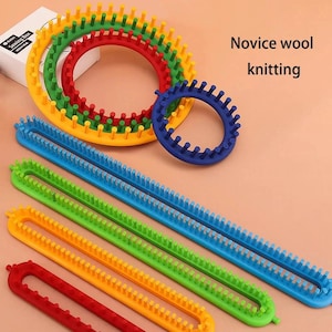 Knitting Loom Set: Rectangle, Round Looms for Hats, Scarves, Sweaters, DIY Craft Tool