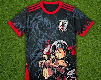 Maglia da calcio giapponese di Itachi Uchiha, maglia da calcio anime, maglia ispirata a Naruto, maglia manga giapponese, regalo per i fan degli anime