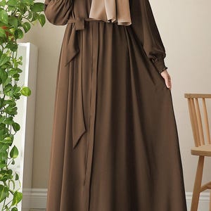 brown dress matching hijab Farah Dress Chocolate main image 0