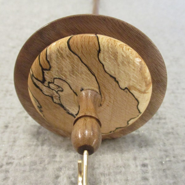 Diva style Drop Spindle in Spalted Beech and Walnut