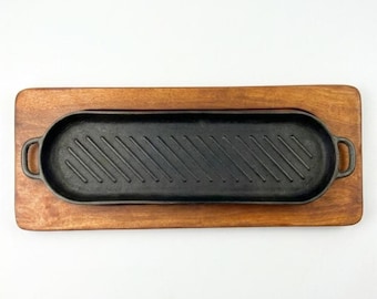 Piatto rustico in ghisa per grigliare – Vassoio da portata vintage in stile fattoria per cucina, regalo personalizzato