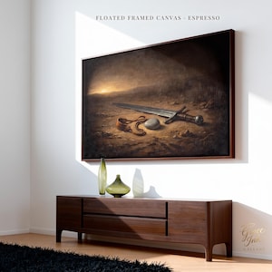 David and Goliath Canvas Wall Art. Physical Print. Christian Home Decor LDS for Library. 1 Samuel Victory Gift for Pastor. Floated Frame