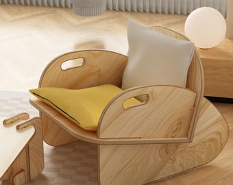 Accent Lounge Chair : Modern Wooden Armchair Minimalist Reading Chair Upholstered Living Room Furniture