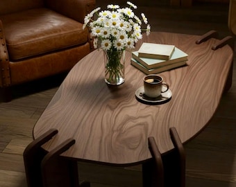Wooden Coffee Table : Modern Wooden Center Table Minimalist Living Room Furniture Unique Cocktail Table