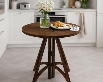 Round Dining Table : Modern Kitchen Table for 2 Small Space Breakfast Table Wooden Furniture