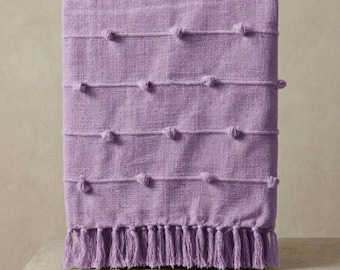 Manta reversible de estilo bohemio en color marrón: algodón orgánico tejido a mano (52x72)