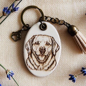 Custom Dog Keychain, Labrador Retriever Wooden Keychain, Laser Engraved Dog Keyring, Labrador Lover Gift, Pet memorial gift