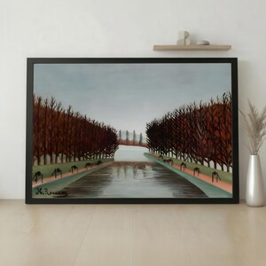 Autumn Road Landscape Canvas Print Wall Art, Moody Tree Lined Path Art Print, Rustic Nature Decor for Living Room Office
