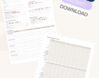 Veterinär Anästhesie Tagebuch | Vet Tech Surgery Sheets | Kleintier Narkosepass