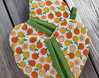 Heart-shaped potholders with orange motif * extra heat-resistant * set of 2