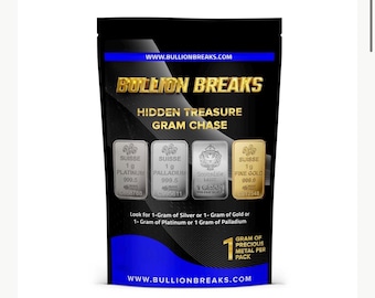 1 Gramm Goldbarren ( Silber, Gold, Platin, Palladium) - Hidden Treasure Serie von Bullion Breaks