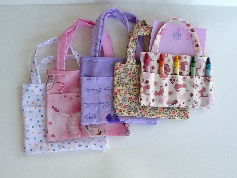 Set of Five Girls Children/'s Crayon Bags and Customized Paper