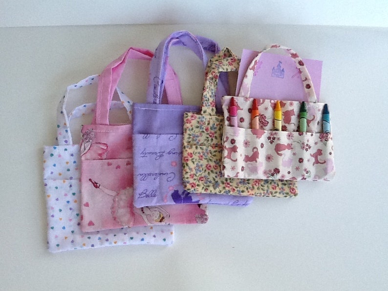 Set of Five Girls Children/'s Crayon Bags and Customized Paper