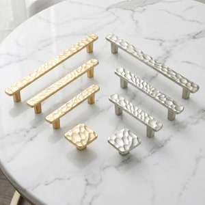 Hammered Cabinet Knobs and Drawer Pulls, Textured Dresser Handles, Modern Kitchen Cabinet Hardware, Wardrobe Door Furniture Pulls Set