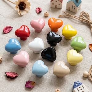 Heart Shaped Cabinet Knobs Set Resin Drawer Pulls Cute Kitchen Furniture Hardware Modern Dresser Handle Decorative Knob Set Home Decor