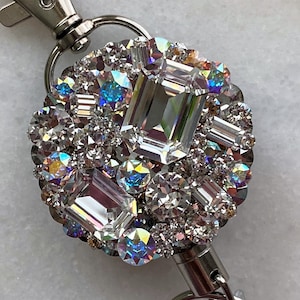 Crystal AB Badge Reel, ID Holder, Badge Holder Choose your Style/Made to Order: Clear/AB Crystal Crystal Badge Reel