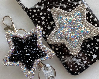 XL Crystal Star Topper, Star Badge Reel, ID Badge Holder, Star Phone Accessory, Phone stand topper, Crystal phone accessories, gift ideas