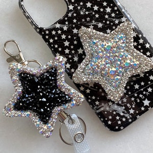Adorno de estrella de cristal XL, porta credencial de estrella, porta credencial de identificación, accesorio de estrella para teléfono, adorno para soporte de teléfono, accesorios de cristal para teléfono, ideas de regalo