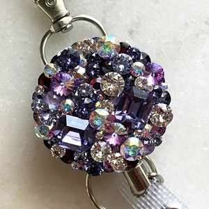 Kristallen badgehaspel, ID-badge, badgehouder, verpleegkundige badgehaspel, DR-badgehaspel, kies je stijl/op bestelling gemaakt: paarse kristallen badgehaspel