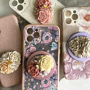 Accessori per telefono floreali 3D - Fiori primaverili - Custodia universale per telefono, Accessori per telefono in cristallo, Accessorio per telefono a forma di rosa
