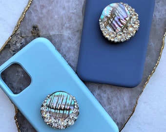 Purple Beaded Eye with Rhinestones and Dripping Pearl Phone Pop Grip Choose Your Background Color! Mermaid Green Blue