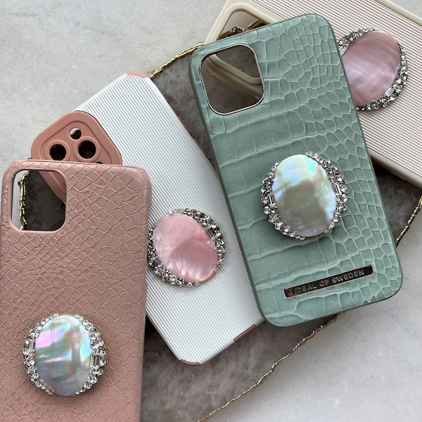 Topper-Crystal & Pink Mother of Pearl Stone- Choose your Style Universal Topper Phone Accessory, Phone case accessories