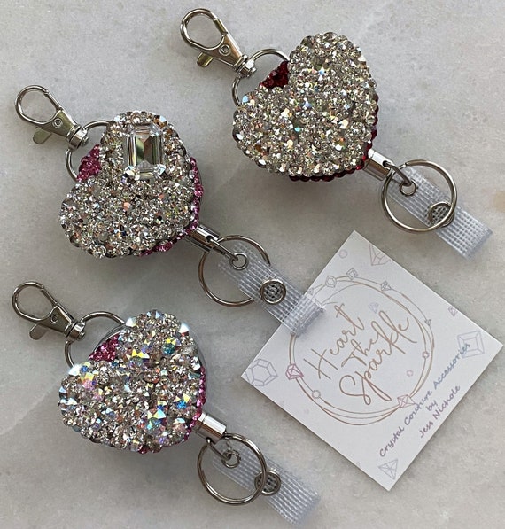 Doliphine Bling Crystal Rhinestone Retractable ID Badge Holder With Swivel Clip - View #2